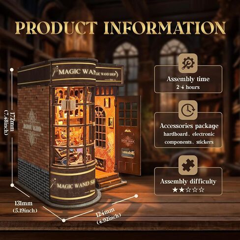 Book Nook Kit for Adults, Booknook DIY Miniature House Kit, 3D Wooden Puzzles for Adults, Wood Gifts for Book Lovers Women Friends - Magic Wand Shop in Saudi Arabia