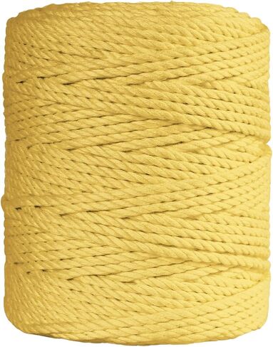 3 Ply ملتوية Macrame Cord 3mm x 109yards 100 ٪ من القطن الطبيعي مثل القطن الحبل الماكرام مثل الحبل لمستلزمات Macrame المصنوعة يدويًا ، شنقا الجدار ، شماعات النبات (صفراء فاتحة ، 3 مم × 109 ياردات) in Kuwait