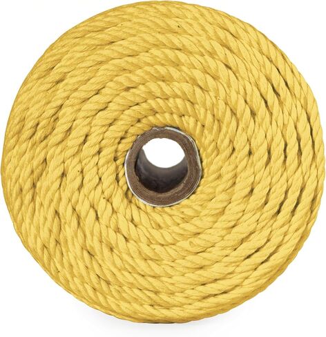 3 Ply ملتوية Macrame Cord 3mm x 109yards 100 ٪ من القطن الطبيعي مثل القطن الحبل الماكرام مثل الحبل لمستلزمات Macrame المصنوعة يدويًا ، شنقا الجدار ، شماعات النبات (صفراء فاتحة ، 3 مم × 109 ياردات) in Kuwait