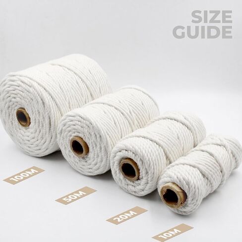 3 Ply ملتوية Macrame Cord 3mm x 109yards 100 ٪ من القطن الطبيعي مثل القطن الحبل الماكرام مثل الحبل لمستلزمات Macrame المصنوعة يدويًا ، شنقا الجدار ، شماعات النبات (صفراء فاتحة ، 3 مم × 109 ياردات) in Kuwait