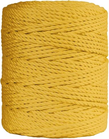 3 Ply ملتوية Macrame Cord 3mm x 109yards 100 ٪ من القطن الطبيعي مثل القطن الحبل الماكرام مثل الحبل لمستلزمات Macrame المصنوعة يدويًا ، شنقا الجدار ، شماعات النبات (صفراء فاتحة ، 3 مم × 109 ياردات) in Kuwait