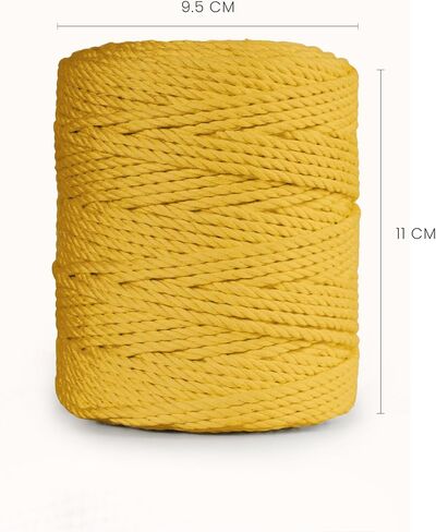 3 Ply ملتوية Macrame Cord 3mm x 109yards 100 ٪ من القطن الطبيعي مثل القطن الحبل الماكرام مثل الحبل لمستلزمات Macrame المصنوعة يدويًا ، شنقا الجدار ، شماعات النبات (صفراء فاتحة ، 3 مم × 109 ياردات) in Kuwait