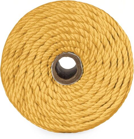 3 Ply ملتوية Macrame Cord 3mm x 109yards 100 ٪ من القطن الطبيعي مثل القطن الحبل الماكرام مثل الحبل لمستلزمات Macrame المصنوعة يدويًا ، شنقا الجدار ، شماعات النبات (صفراء فاتحة ، 3 مم × 109 ياردات) in Kuwait