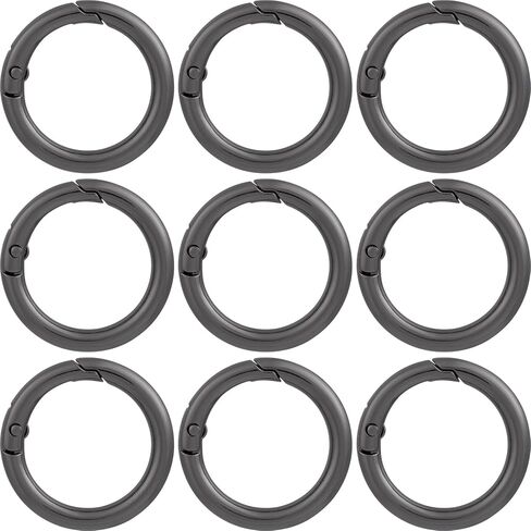 9 PCS Round Spring Ring Clips, Silver Metal Keyring Purse Clip, Heavy Duty Opening O Ring Carabiner for Keychains, Buckle Clasp for Backpacks, Purse, Keys, Bag Strap in Kuwait