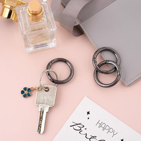 9 PCS Round Spring Ring Clips, Silver Metal Keyring Purse Clip, Heavy Duty Opening O Ring Carabiner for Keychains, Buckle Clasp for Backpacks, Purse, Keys, Bag Strap in Kuwait