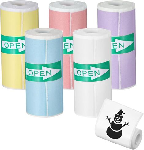 18 Rolls Mini Printer Sticker Paper, Colorful Thermal Printer Paper Set, Self Adhesive Mini Printer Thermal Sticker Compatible with Most Instant Inkless Refilling, 2.24 × 1 In (57 × 25 mm) in Kuwait