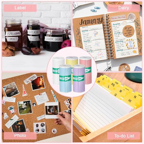 18 Rolls Mini Printer Sticker Paper, Colorful Thermal Printer Paper Set, Self Adhesive Mini Printer Thermal Sticker Compatible with Most Instant Inkless Refilling, 2.24 × 1 In (57 × 25 mm) in Kuwait