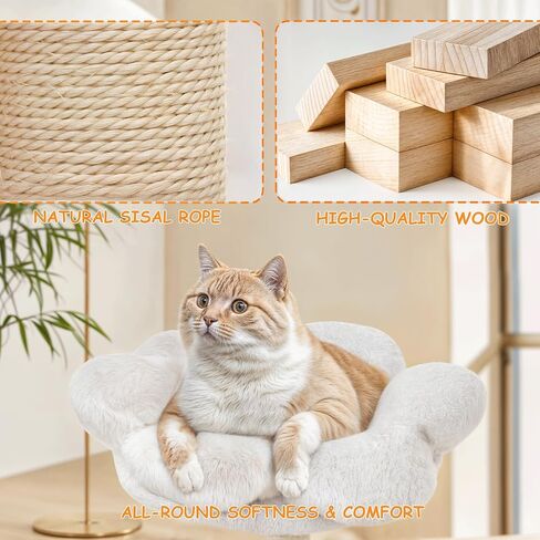 Athena Collection Small Cat Tree Condo with Sisal Scratching Post, 33 Inch Modern Cute Flower Cat Tree Tower with Cozy Perch Toy Ball for Indoor, Kittens, Purple in Saudi Arabia
