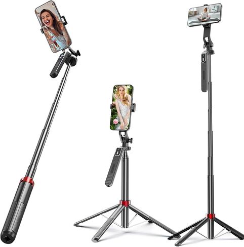 62" Phone Tripod for iPhone,Selfie Stick Tripod with Remote,Cell Phone Tripod Quadripod with Handheld Stabiliser for Video Recording,Compatible with Cell Phone iPhone Android GoPro in Saudi Arabia