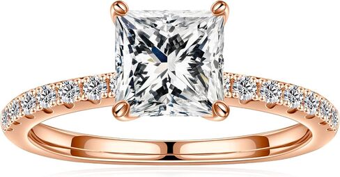 SMILEST Moissanite Engagement Rings for Women, 1.5ct D Color VVS1 Clarity Diamond Princess Solitaire Moissanite Rings S925 Sterling Silver Four Prong Moissanite Rings for Women Promise Rings Gifts in Saudi Arabia