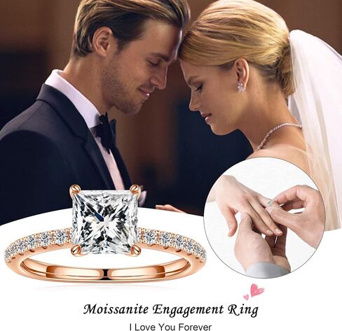 SMILEST Moissanite Engagement Rings for Women, 1.5ct D Color VVS1 Clarity Diamond Princess Solitaire Moissanite Rings S925 Sterling Silver Four Prong Moissanite Rings for Women Promise Rings Gifts in Saudi Arabia