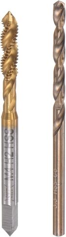 uxcell M8 x 1.25 Spiral Flute Tap 6.8mm Drill Bit Set, Metric Titanium Plated M35 Cobalt High Speed Steel Machine Threading Screw Tap Drilling Tool in Saudi Arabia