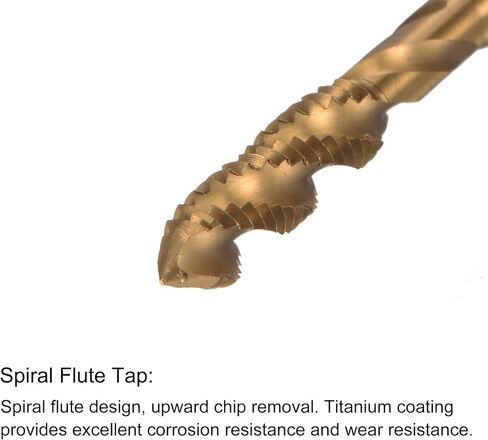 uxcell M8 x 1.25 Spiral Flute Tap 6.8mm Drill Bit Set, Metric Titanium Plated M35 Cobalt High Speed Steel Machine Threading Screw Tap Drilling Tool in Saudi Arabia