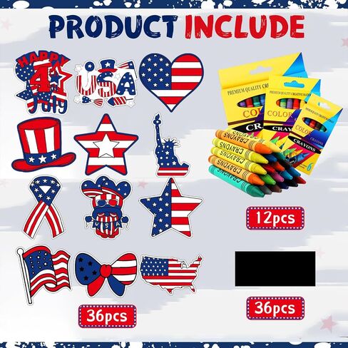36 PCS 4th of July Crafts DIY مجموعة حرفة التلوين الوطنية للثلاجة في الرابع من يوليو تلوين زينة المغناطيس الخاصة بك للأطفال قدامى المحاربين القدامى الاستقلال التذكاري ألعاب الحفلة اللوازم in Kuwait