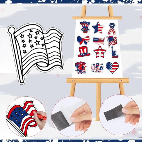 36 PCS 4th of July Crafts DIY مجموعة حرفة التلوين الوطنية للثلاجة في الرابع من يوليو تلوين زينة المغناطيس الخاصة بك للأطفال قدامى المحاربين القدامى الاستقلال التذكاري ألعاب الحفلة اللوازم in Kuwait