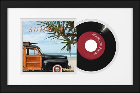 eletecpro Record Frame 10x16 with 2 Double Sided Mats (Black&White), Classic Vinyl Frame for 7x7 Single Music Album Cover and Vinyl, Black Vinyl Record Display for Wall, Stylish Wall Decor in Saudi Arabia