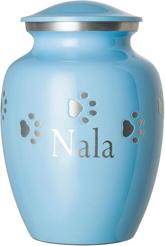 جرة الحيوانات الأليفة للكلاب والقطط مع نقش ليزر مخصصة ، Ottillie Paws Premier Series Orns (متوسط ​​الجمشت الأرجواني مع Pewter Pows أفقي) in Kuwait