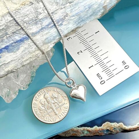 Tiny Sterling Silver Puffed Heart Charm Necklace for Women, Mother's Day Gift for Daughter-in-Law, Birthday Gift for Daughter in Law (18 inches) in Saudi Arabia