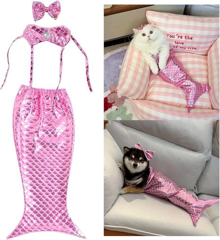 Cat Fishtail Costume, Pet Costume Suit, Puppy Kitten Fishtail Costume, Cat Holiday Dress Up in Kuwait