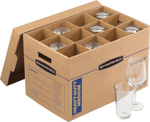 Bankers Box Kitchen Kit Moving Box 1 Pack ، المقسمات والوسائد ، المقابض المعززة ، مجموعة خالية من الأشرطة ، صندوق مع غطاء ، 15 في × 12 في × 10 في in Saudi Arabia