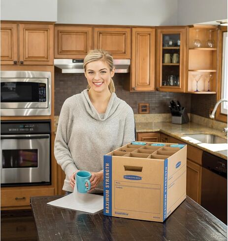 Bankers Box Kitchen Kit Moving Box 1 Pack ، المقسمات والوسائد ، المقابض المعززة ، مجموعة خالية من الأشرطة ، صندوق مع غطاء ، 15 في × 12 في × 10 في in Saudi Arabia