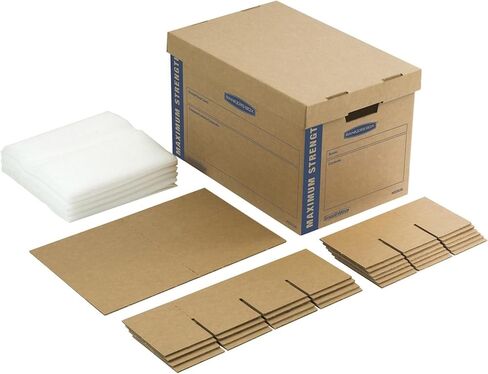 Bankers Box Kitchen Kit Moving Box 1 Pack ، المقسمات والوسائد ، المقابض المعززة ، مجموعة خالية من الأشرطة ، صندوق مع غطاء ، 15 في × 12 في × 10 في in Saudi Arabia