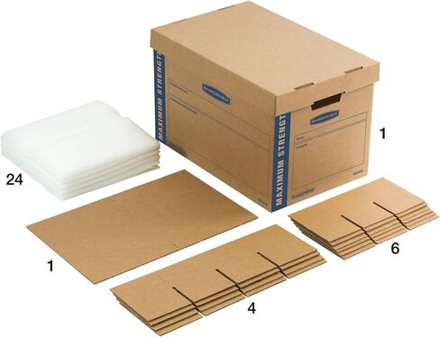 Bankers Box Kitchen Kit Moving Box 1 Pack ، المقسمات والوسائد ، المقابض المعززة ، مجموعة خالية من الأشرطة ، صندوق مع غطاء ، 15 في × 12 في × 10 في in Saudi Arabia