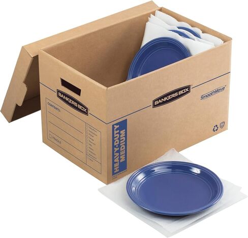 Bankers Box Kitchen Kit Moving Box 1 Pack ، المقسمات والوسائد ، المقابض المعززة ، مجموعة خالية من الأشرطة ، صندوق مع غطاء ، 15 في × 12 في × 10 في in Saudi Arabia