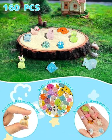 160 PCS MINI Resin Animals Kit - Tiny Resin Time Animals التماثيل الإكسسوارات لـ Aquarium Fairy Garden Decor in Kuwait