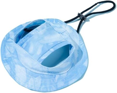Dog Cat Sunshade Anti-strangle Hat Exposed Ears Adjustable Rope Buckle Bucket Hat Pet Supplies (S,Blue) in Saudi Arabia