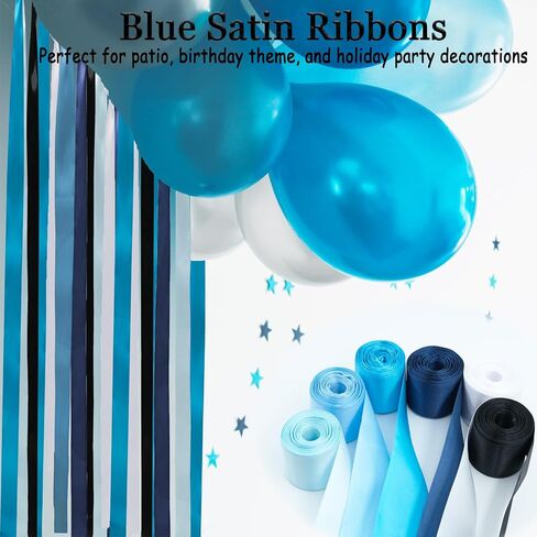 Pastel Satin Ribbon 2Inch Wide, 6 Rolls/72Yards Assorted Blue Silk Ribbons for Gift Wrapping, Colorful Ribbon Muti-Pack for Easter Day Solid Satin Ribbons for DIY Craft Party Decor in Kuwait