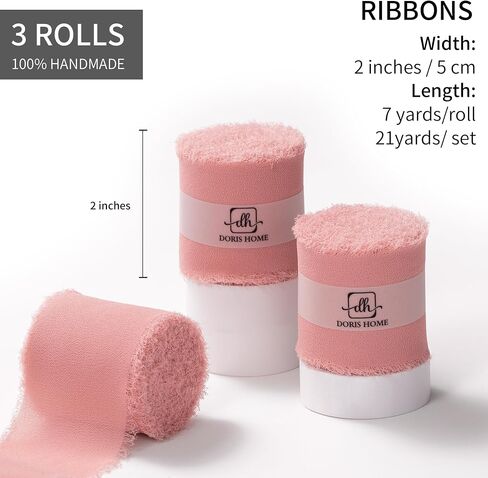 Doris Home Dusty Blue Chiffon Ribbon لباقة الزهور ، شريط النسيج 2 "x21YD لالتفاف الهدايا ، شريط متوترة يدويًا لحفل الزفاف ، شريط حرير الشيفون لزخارف عيد الميلاد in Kuwait