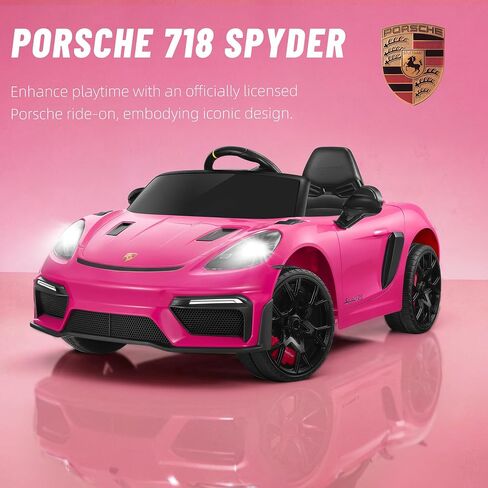 12 فولت ركوب السيارة للأطفال ، Porsche 718 Spyder Battery Ride على لعبة ، سيارة كهربائية للأطفال مع الموسيقى ، USB ، MP3 ، Bluetooth ، 3 سرعات ، تعليق العجلات ، مصابيح LED (أبيض) in Kuwait