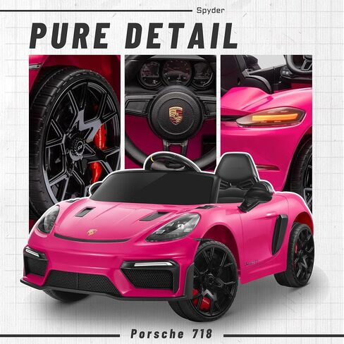 12 فولت ركوب السيارة للأطفال ، Porsche 718 Spyder Battery Ride على لعبة ، سيارة كهربائية للأطفال مع الموسيقى ، USB ، MP3 ، Bluetooth ، 3 سرعات ، تعليق العجلات ، مصابيح LED (أبيض) in Kuwait