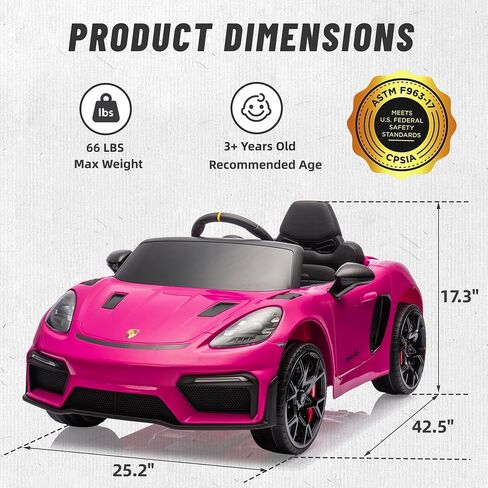 12 فولت ركوب السيارة للأطفال ، Porsche 718 Spyder Battery Ride على لعبة ، سيارة كهربائية للأطفال مع الموسيقى ، USB ، MP3 ، Bluetooth ، 3 سرعات ، تعليق العجلات ، مصابيح LED (أبيض) in Kuwait
