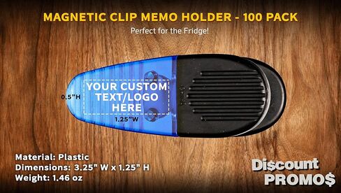 100 Magnetic Memo Holders Set - Customizable Text, Logo - Large Clip, Plastic - TBlue in Saudi Arabia