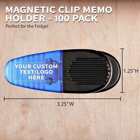 100 Magnetic Memo Holders Set - Customizable Text, Logo - Large Clip, Plastic - TBlue in Saudi Arabia