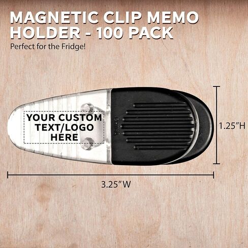 100 Magnetic Memo Holders Set - Customizable Text, Logo - Large Clip, Plastic - TBlue in Kuwait
