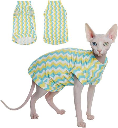 قميص تبريد Cat sphynx للصيف ، قميص جاف سريع upf 50+ قميص للقطط وملابس الكلاب الصغيرة ، سترة الصيف للقطط (الأخضر ، x-large (8-11 رطل)) in Kuwait