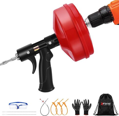 10-In-1 25FT Drain Clog Remover Tools Kit, Plumbing Snake Drain Auger Hair Clog Remover with Gloves and Cleaning Brush and Cleaning Brush for Kitchen and Shower Drain Cleaning in Saudi Arabia