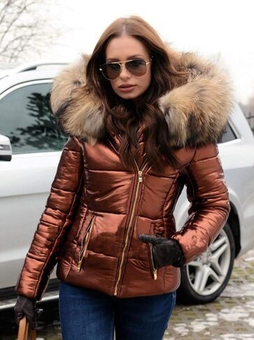 Roiii Women Winter Warm Down Jacket Thick Slim Flash Coat Down Outdoor Hood Parka Short Slim Jacket Black in Kuwait