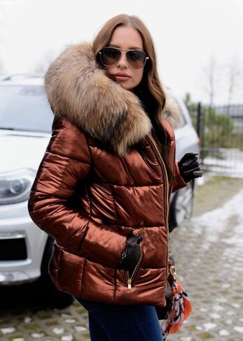 Roiii Women Winter Warm Down Jacket Thick Slim Flash Coat Down Outdoor Hood Parka Short Slim Jacket Black in Kuwait