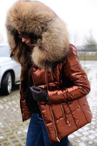 Roiii Women Winter Warm Down Jacket Thick Slim Flash Coat Down Outdoor Hood Parka Short Slim Jacket Black in Kuwait
