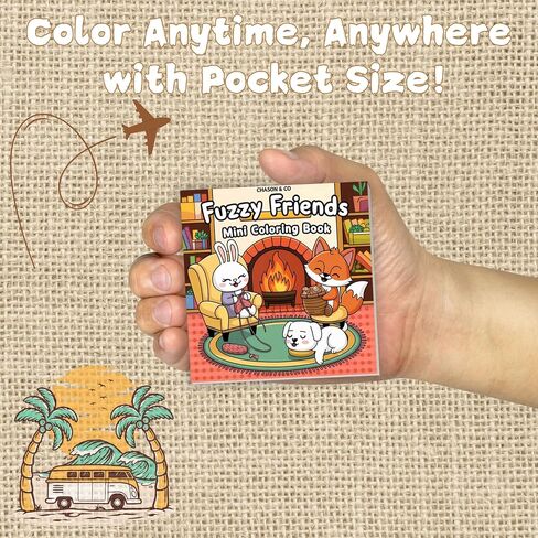 Chason & Co Mini Colorning Book الكبار - كتب التلوين الصغيرة للبالغين | فن جريء وسهل ، لطيف للمراهقين والنساء تخفيف الإجهاد | 50 صفحة × 3 حزمة حجم السفر + صفحة واقي نزيف (دافئ) in Saudi Arabia