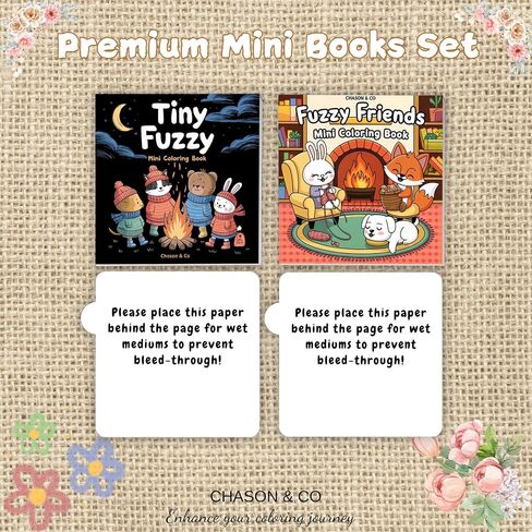 Chason & Co Mini Colorning Book الكبار - كتب التلوين الصغيرة للبالغين | فن جريء وسهل ، لطيف للمراهقين والنساء تخفيف الإجهاد | 50 صفحة × 3 حزمة حجم السفر + صفحة واقي نزيف (دافئ) in Saudi Arabia