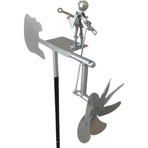 Windmill Handmade Rock Band Percussionist Music Rockin Art Figurine andmade Drummer Windmill Kinetic Art Sculpture Wind Spinners for Yard Patio