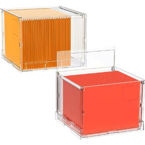 File Organizer Box, Easy Slide File Boxes for Hanging Files with Lid,Filing Storage Boxs, Collapsible Document Organizer Box for Letter Size,No Folders(1Pack)