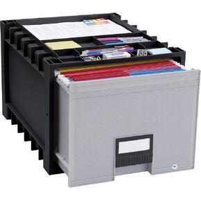 Storex Plastic Archive Storage, Letter Size, Drawer, Black (STX61178U01C), 18-inch with Lock