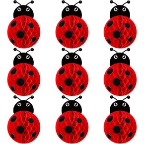 Pasimy 9 Set Ladybug Party Decorations Ladybug Love Bug Honeycomb Craft Kit Lady bug Table Decor Honeycomb Centerpieces Love Bug Table Topper for Lady bug Baby Shower Birthday Party Decoration