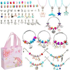 YOUNGGRACE DIY Jewelry Making Kits – Girls Crafts Ages 6-8 & 8-12, Girls Bracelet Making Kit for Kids, Craft Kits for Girl Ages 6-8, Great Birthday Gift for 7 Year Old Girl, No Mess No Glue Kit